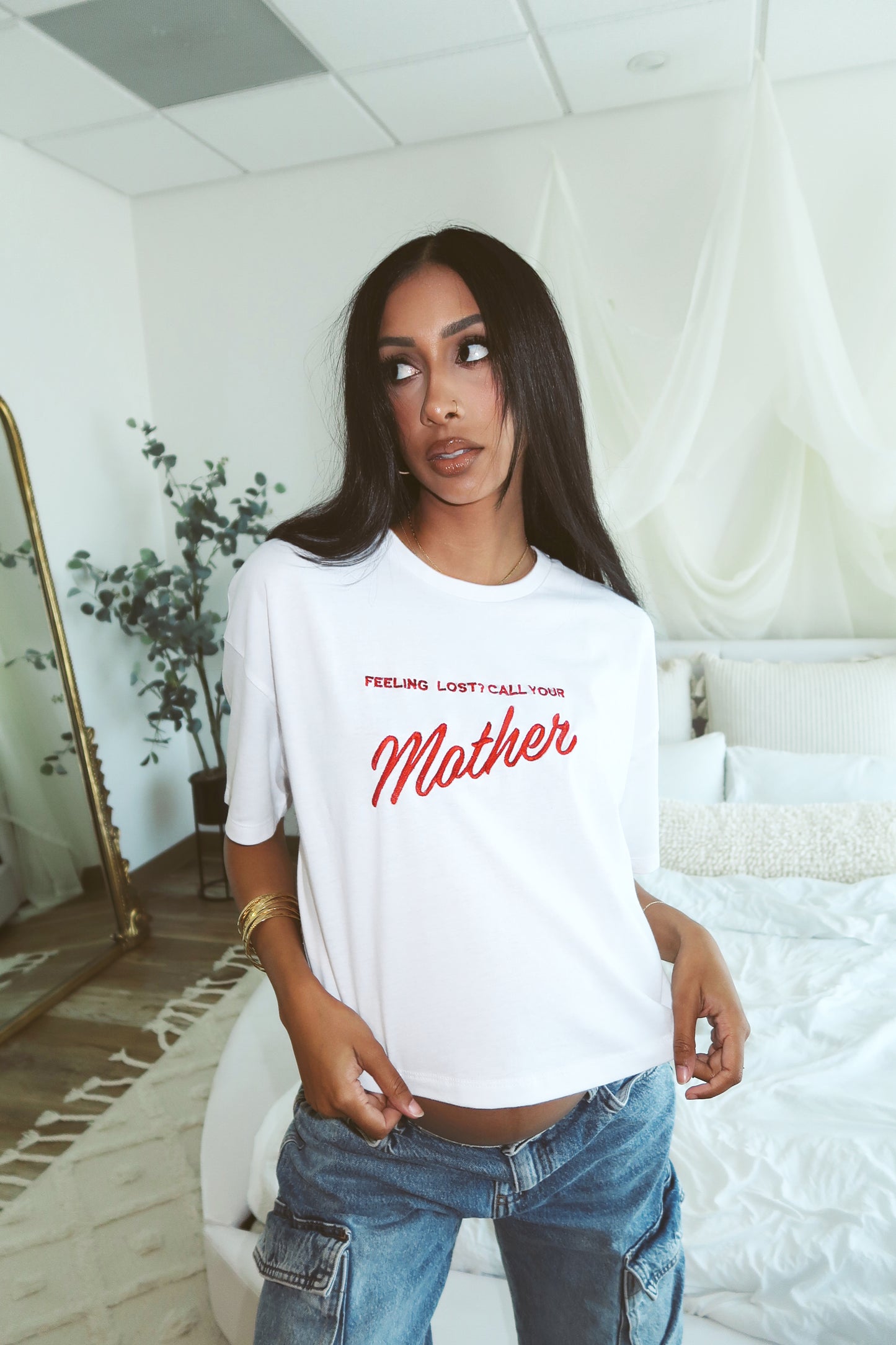 feeling lost? call your mother cropped tee